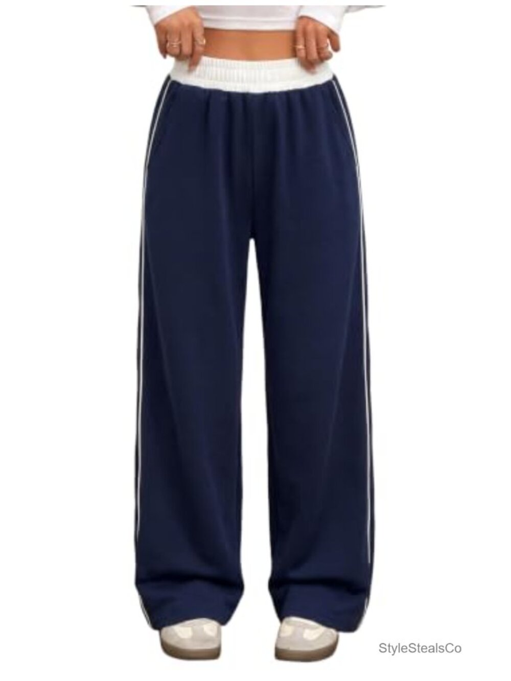 Women's Wide Leg Sweatpants with Pockets | Side Stripe Track Pants
